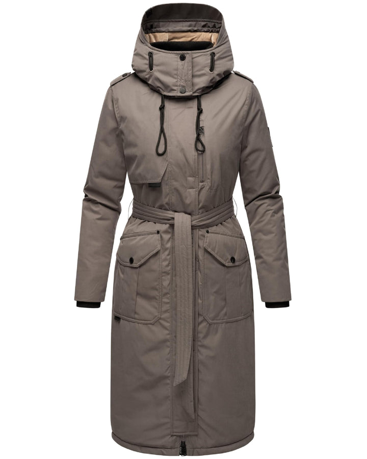 Navahoo Damen Wintermantel Warmer Parka lang mit hohem Kragen und weicher Kapuze Hokulanii XS-XXL XL