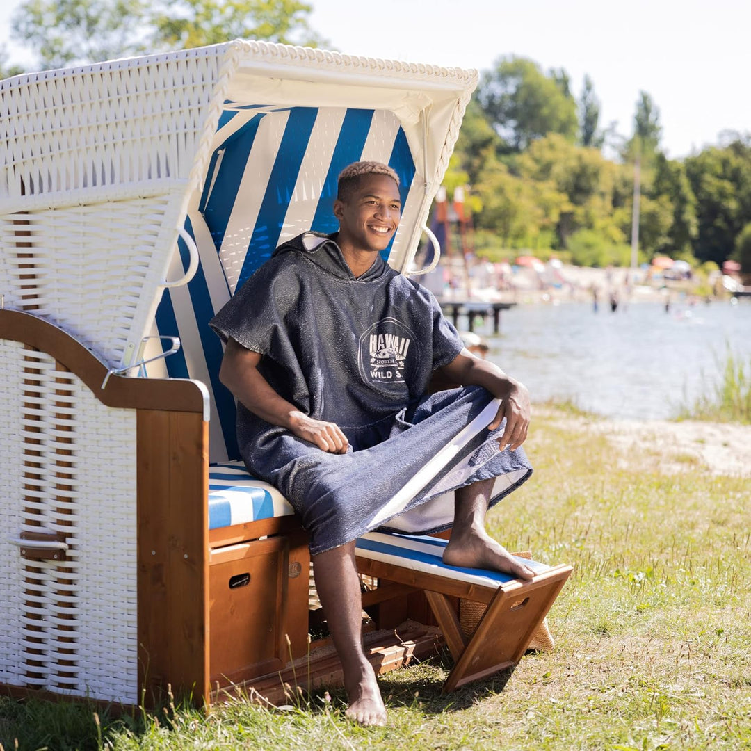 HOMELEVEL Badeponcho Unisex - Surf Poncho aus Baumwolle/Polyester - Handtuch für Erwachsene - Badema