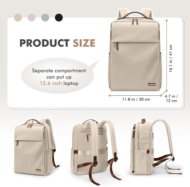 Rucksack Damen Laptop Reise Schulrucksack 15.6 Zoll mit Laptopfach, Wasserdicht Multifunktionaler Lä