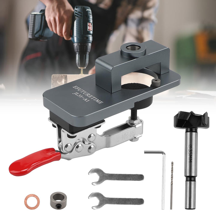 EFUTURETIME 35mm Bohrschablone Türbeschlag Set Schablone Topfscharnier Bohrlehre, Verdeckte Scharnie