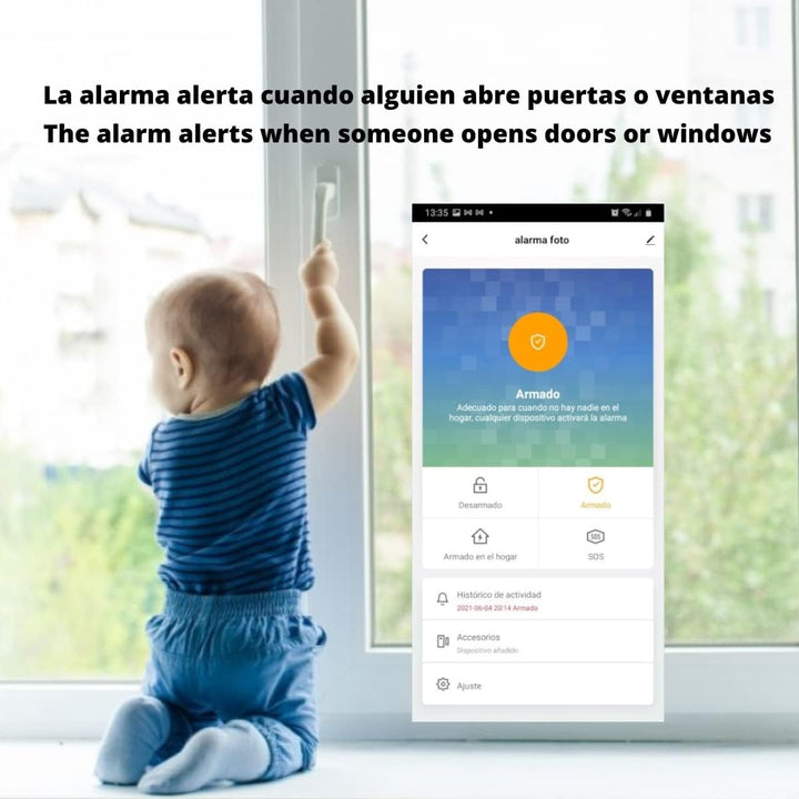 JANDEI - WiFi-Alarm System mit Sirene, Magnetdetektor, Türsensoren, Fernbedienung. Steuerung per Han