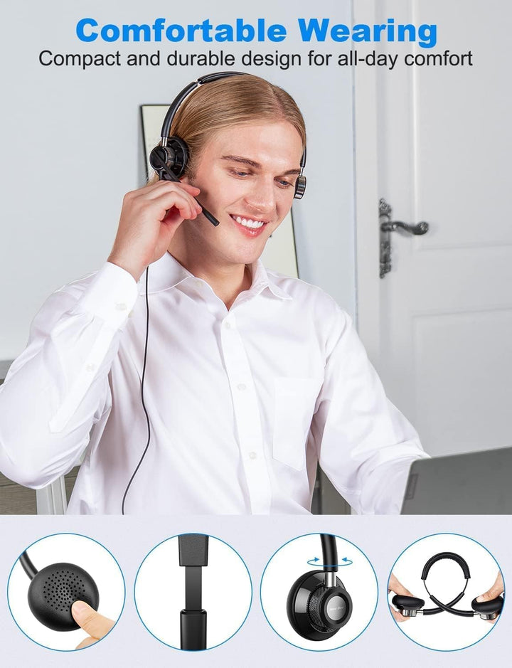 New Bee Headset PC Computer Headset mit Mikrofon Business Headsets USB Typ-C 3.5mm für Call Center O