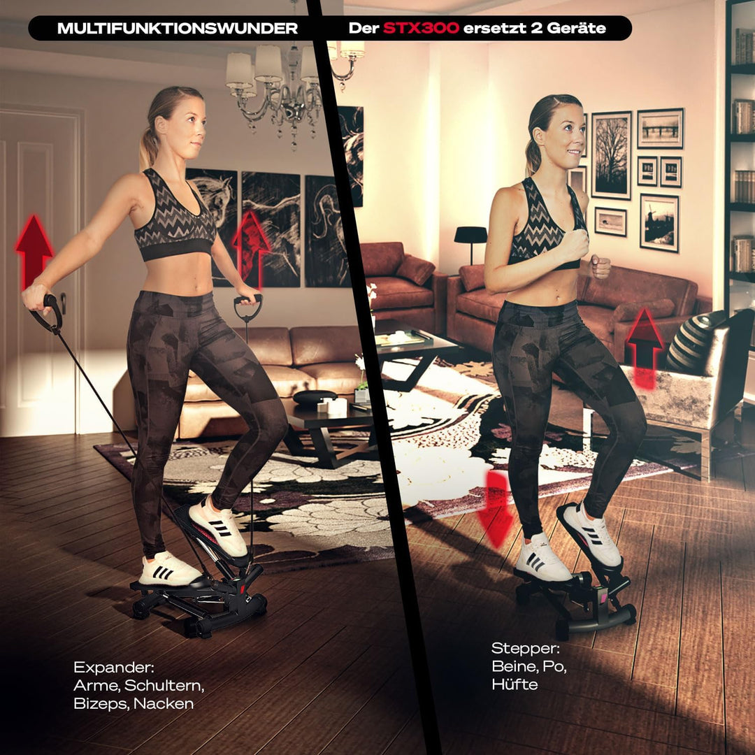 Sportstech 2in1 Twister Stepper mit Power Ropes - Deutsche Qualitätsmarke - STX300 Drehstepper & Sid