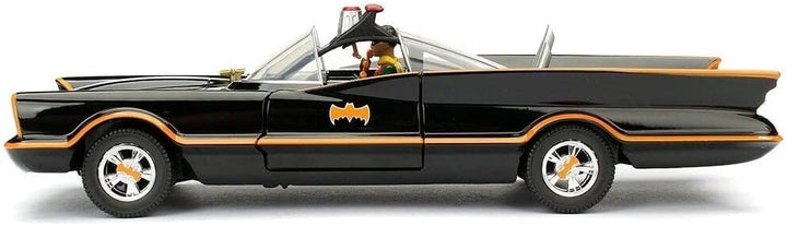 Jada Toys – 98259bk – Batmobil – 1966 Version – mit Figuren – Massstab 1/24 – Schwarz/Rot