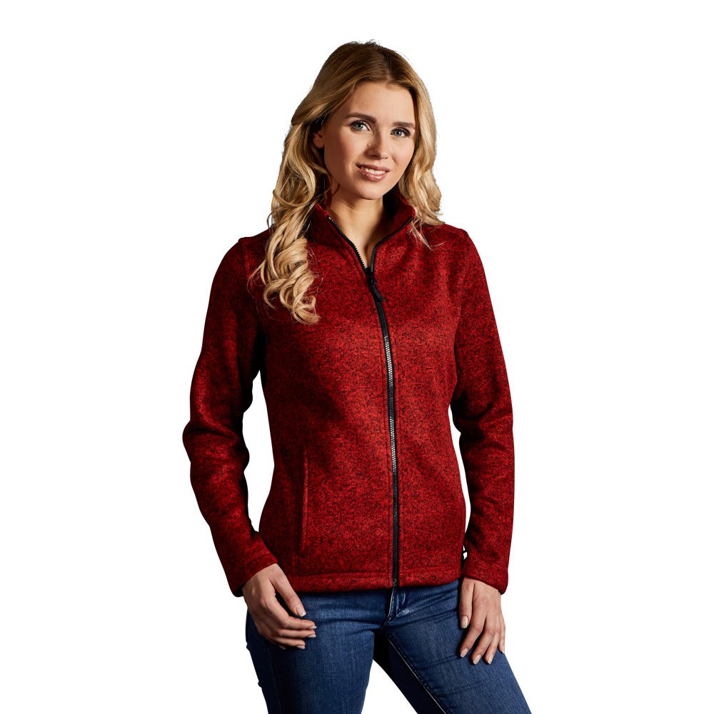 Strick-Fleece Jacke C+ Damen, Rot-Melange, XL