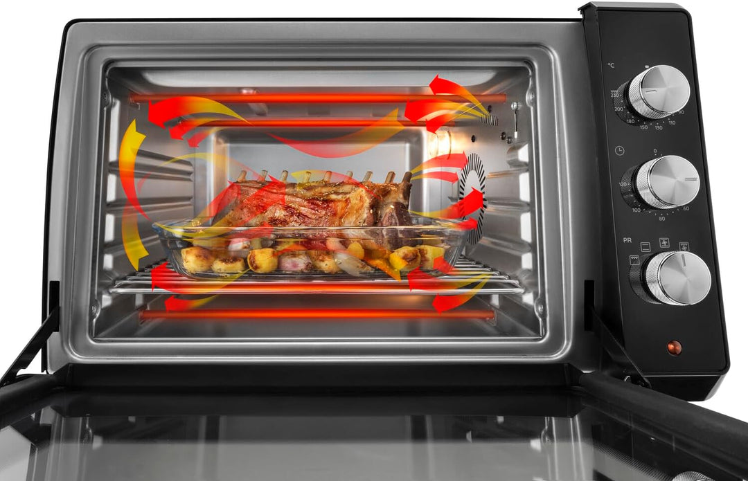 De'Longhi Chef EO34302 Elektrischer Umluftofen mit 5 Kochstufen, doppelte Glastür, Temperatur 80 – 2