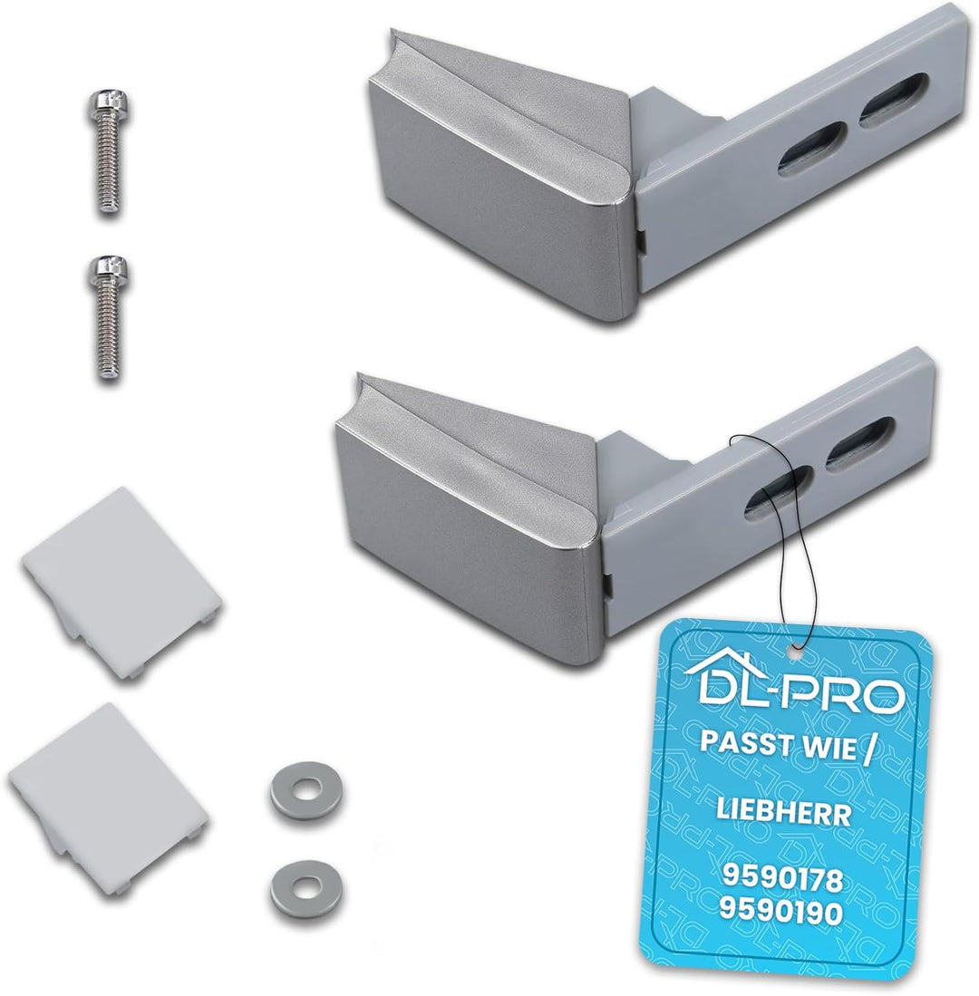 DL-pro Türscharnier Set für Liebherr Kühlschrank Ersatz für 9590178 9590190 2 Stück Silber Reparatur
