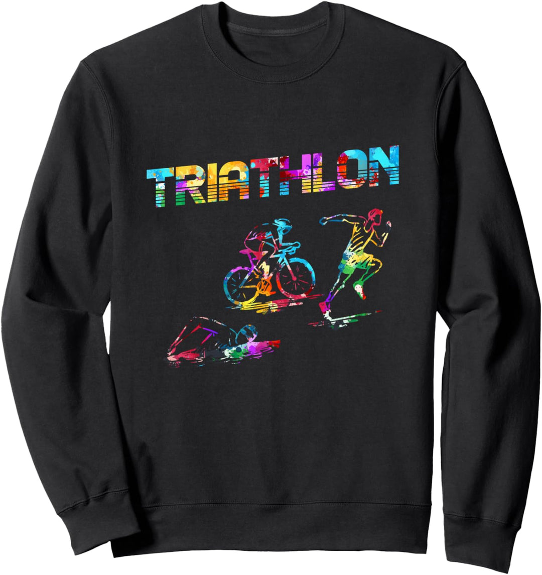 Bunter Triathlon Schwimmen Radfahren Laufen Sportler Sweatshirt
