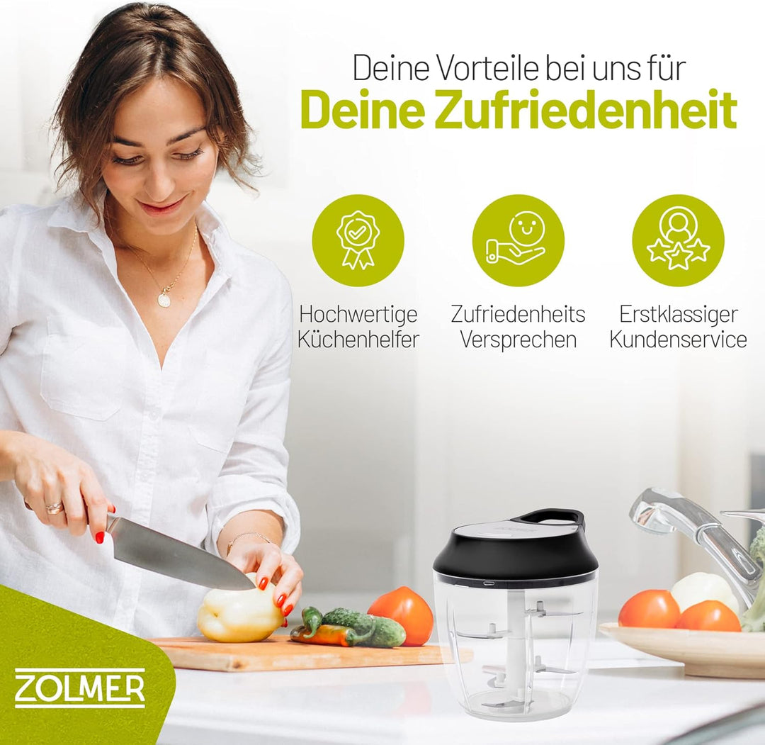 ZOLMER® Zwiebelschneider - Manueller Zerkleinerer mit Seilzug als Gemüseschneider - Multizerkleinere