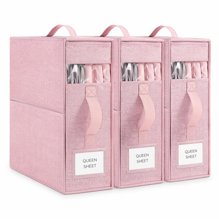 3er-Set Bettwäsche Organizer, über 40% schwerer, Bettwäsche Aufbewahrungsbox mit Sichtfenster, Besch