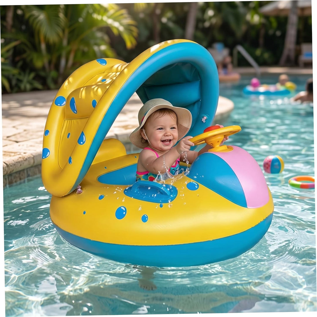 Baby-Schwimmkörper, Baby-Pool-Schwimmkörper mit Baldachin, aufblasbare in Cartoon-Autoform, umweltfr