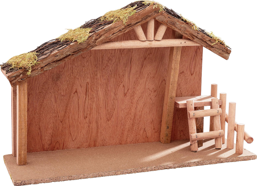 VBS Krippe Damaskus Holz Moos 40x13x26 cm Weihnachtsdeko Krippenfiguren Krippenstall Weihnachten Dek
