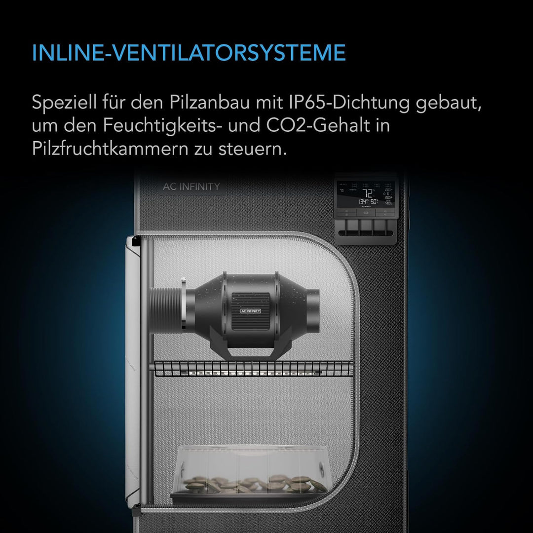 AC Infinity CLOUDLINE H4 – Leises Inline-Lüftersystem 100 mm mit Drehzahlregler, IP65-feuchtigkeitsg