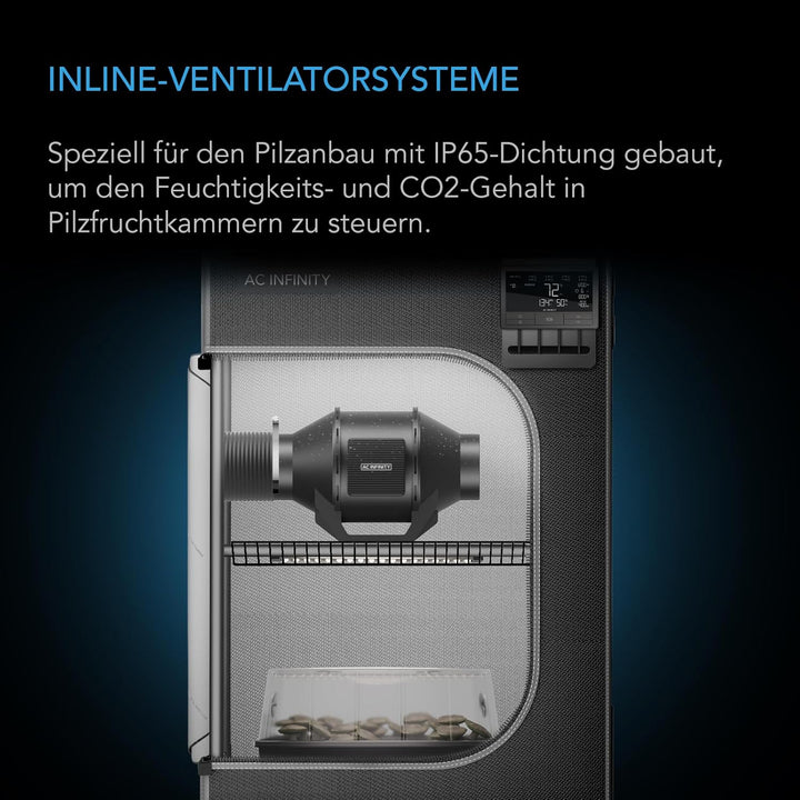 AC Infinity CLOUDLINE H4 – Leises Inline-Lüftersystem 100 mm mit Drehzahlregler, IP65-feuchtigkeitsg
