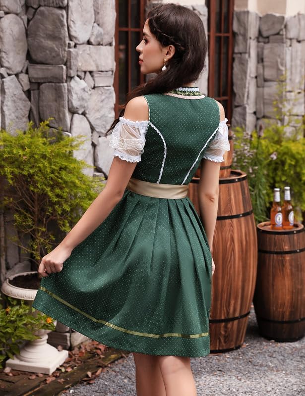 Clearlove Dirndl Damen midi 3tlg Trachtenkleid Damen Trachtenrock Trachtenmode Kleid Dirndlbluse für
