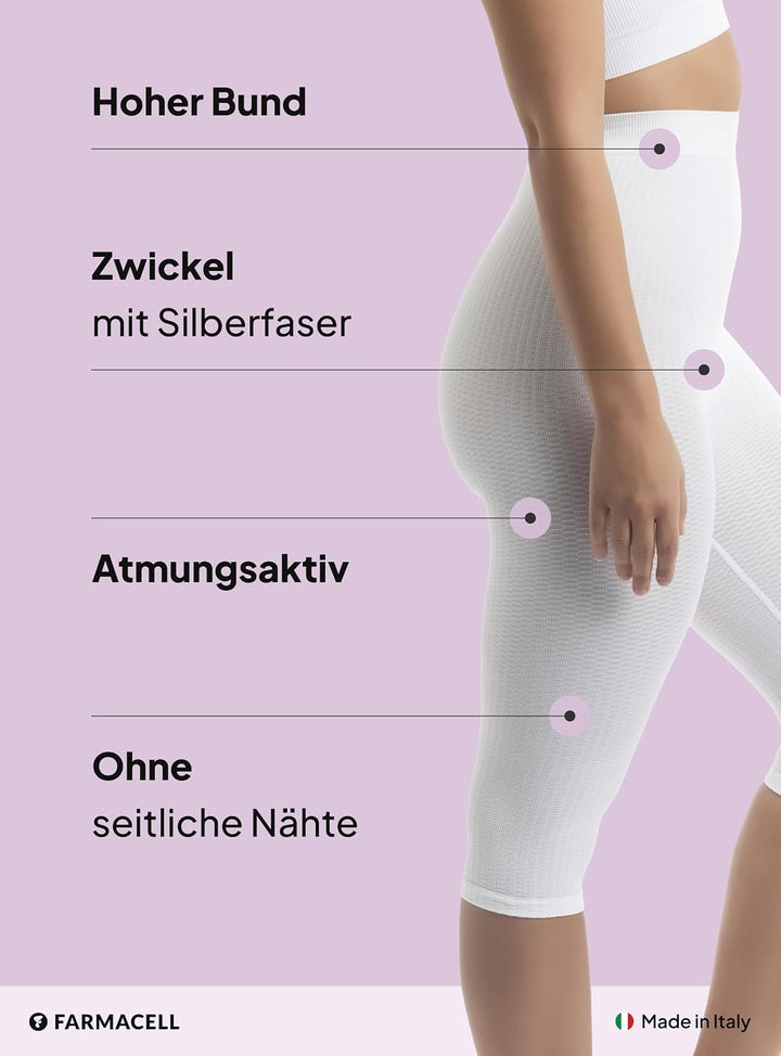 FarmaCell 123 Massierende reduzierende Miederhose Hohe Taille unter dem Knie, S-M Wei&amp;