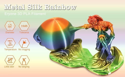 ERYONE Silk Rainobw PLA Filament PLA 1.75mm, 3D-Drucker Silk PLA Filament,+/- 0,03 mm, 1kg/Spule, Me