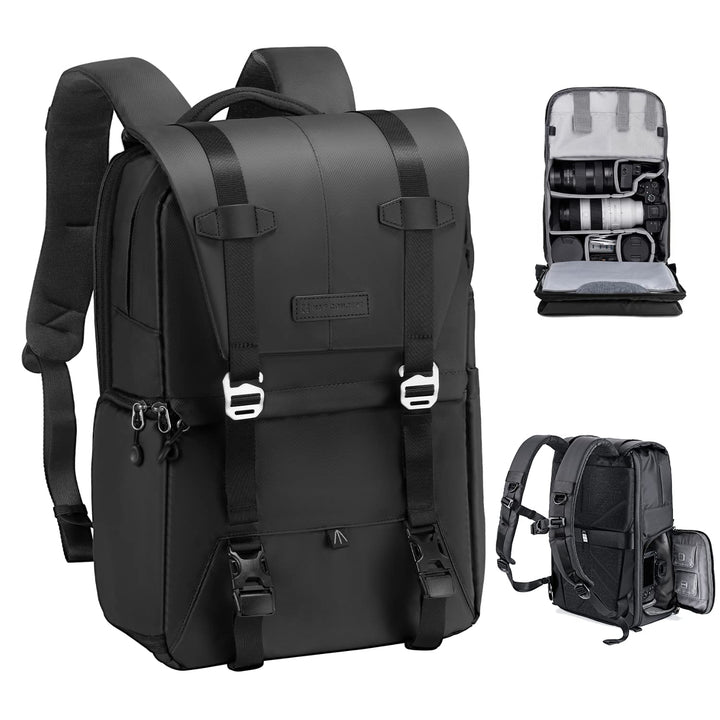 K&F CONCEPT Kamerarucksäcke 20L, Grosse Camera Backpack 15,6 Zoll Laptopfach, Spritzwassergeschutzt