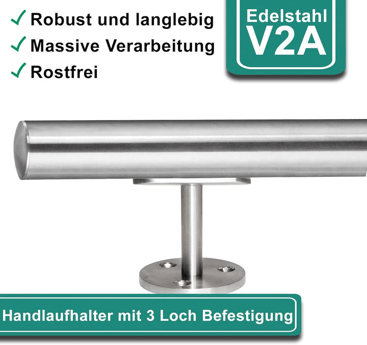 PRIOstahl Handlaufhalter Handlaufträger Wandhalter Handlaufstütze - 4 x Handlauf 42,4 mm für Rundroh