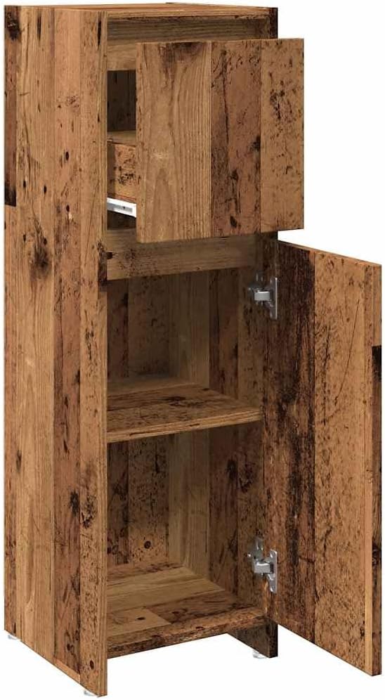 vidaXL Badschrank Altholz-Optik 30x30x95 cm Holzwerkstoff, Badezimmermöbel, Badschrank, Toilettensch