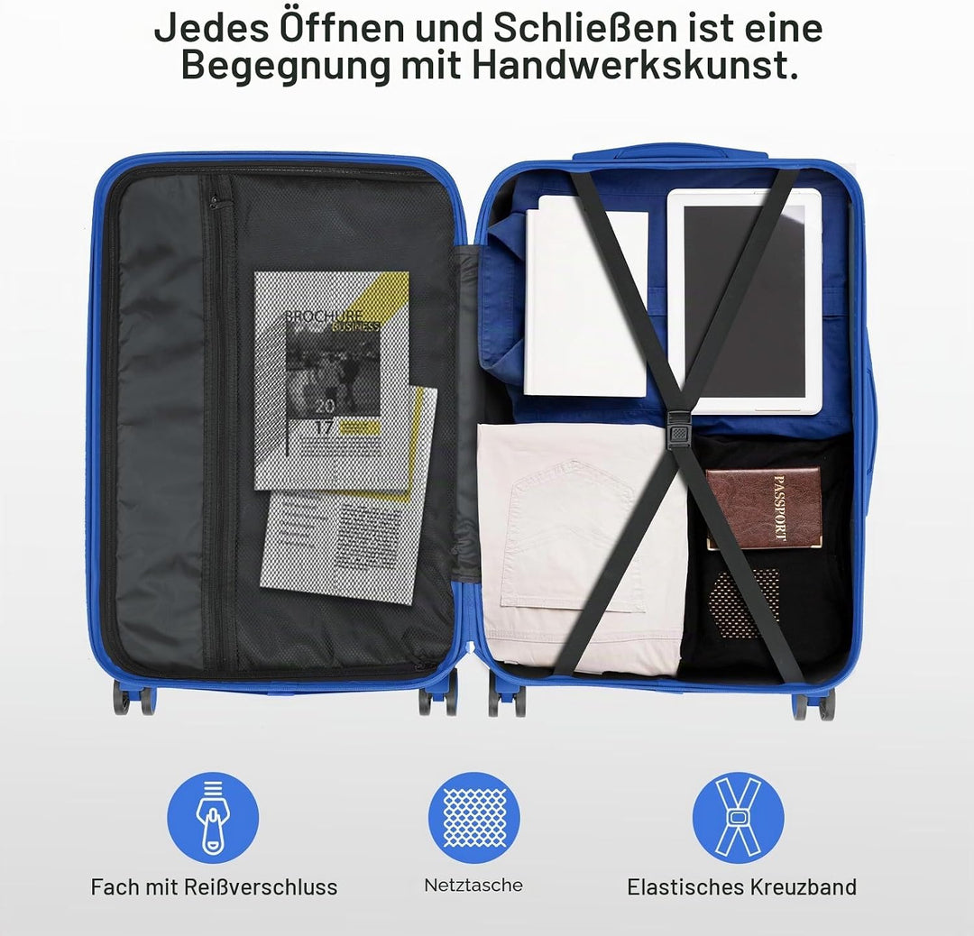 LALAHO Kofferset 2 teilig, Reisekoffer Set mit Kosmetikkoffer, Hartschalen Koffer Set aus ABS, Gepäc