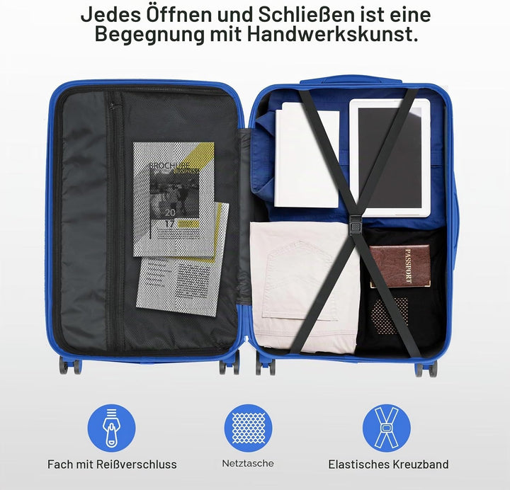 LALAHO Kofferset 2 teilig, Reisekoffer Set mit Kosmetikkoffer, Hartschalen Koffer Set aus ABS, Gepäc