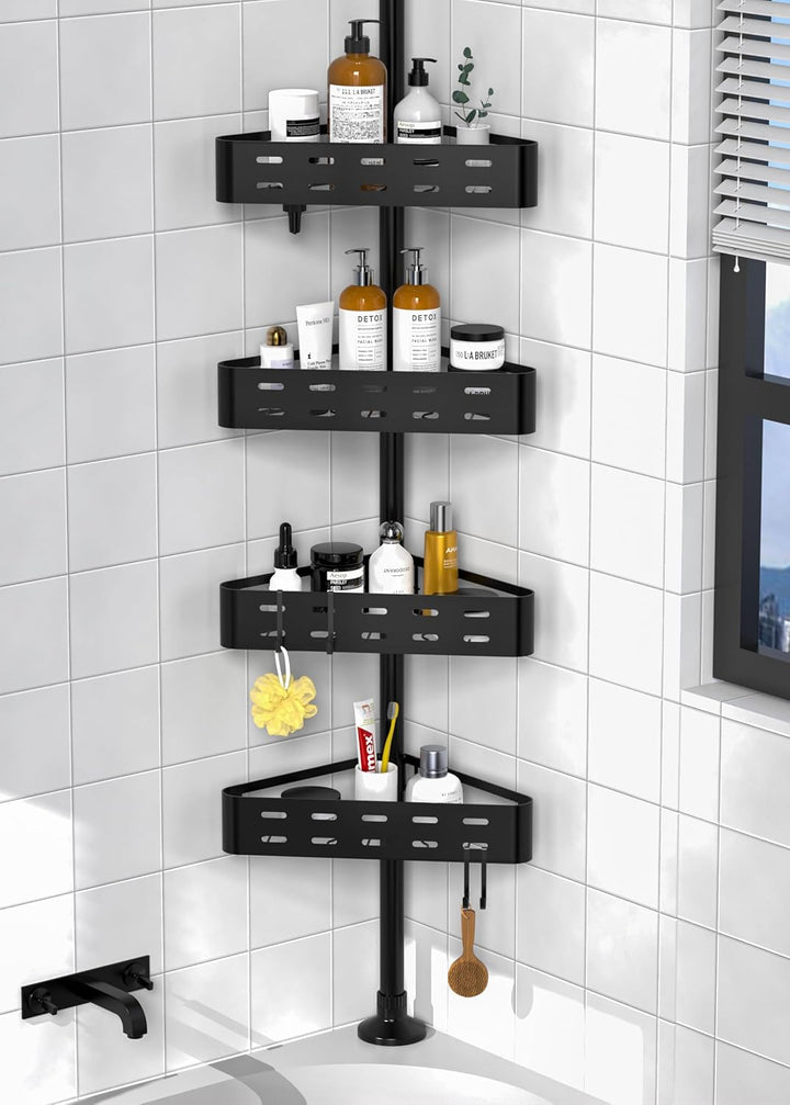 Kegii Teleskop Duschregal - Teleskopregal Bad Eckregal Dusche Duschablage Ohne Bohren Teleskopstange