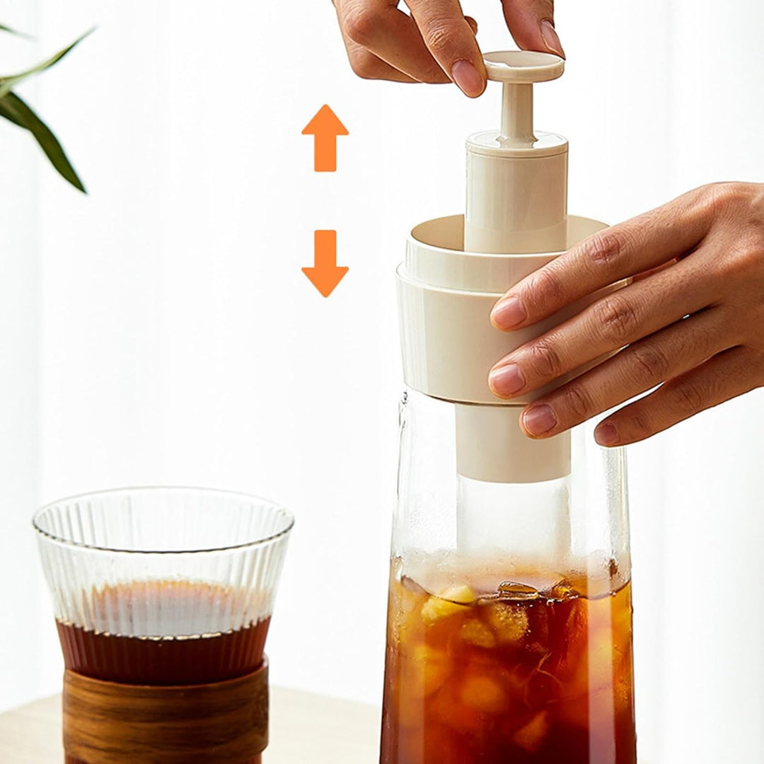 Cold Brew Kaffeebrüher | Press-Kaltbrüh-Kaffeekanne - Mit Abnehmbarem Siebfilter & Luftdichtem Versc