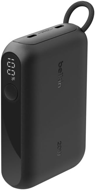 Belkin Powerbank 10.000 mAh, Powerbank mit 2 USB-C-Anschlüssen, Handyakkus mit Digitale Akkuanzeige,