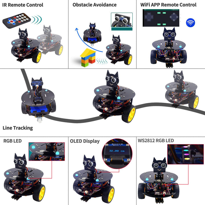 Adeept Smart Car Kit(Compatible with Arduino IDE), Line Tracking, Obstacle Avoidance, OLED Display,