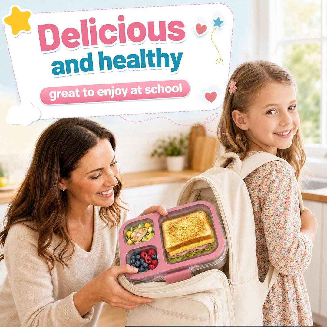 VITONIS Edelstahl Brotdose Lunchbox mit 3 Fächern, Bento Lunch Box Kinder Auslaufsicher BPA frei, Sp