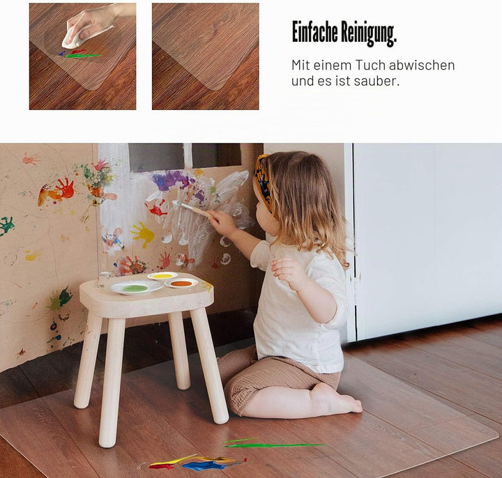 Kuyal Transparente Stuhlmatte, für Harte Böden, 75 x 120 cm, transparent, für Büro, Zuhause, Bodensc