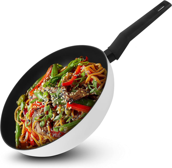 Fackelmann Wokpfanne Balance 30 cm, Antihaft-Wok aus 90% recyceltem Aluminium mit ergonomischem Kuns