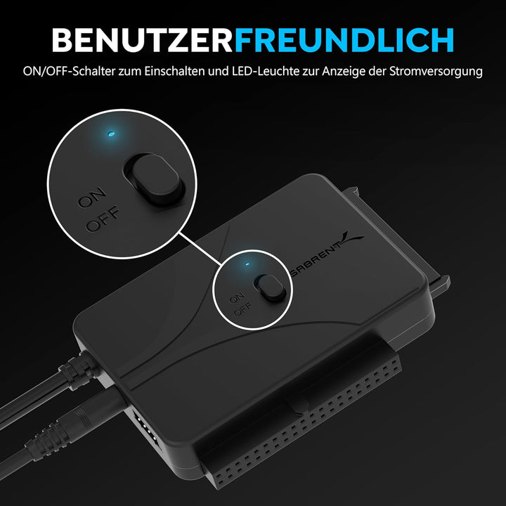 SABRENT USB Typ C zu SSD SATA IDE 2,5 / 3,5 / 5,25 Zoll Festplattenkonverter (USB-DS12) USB auf SSD