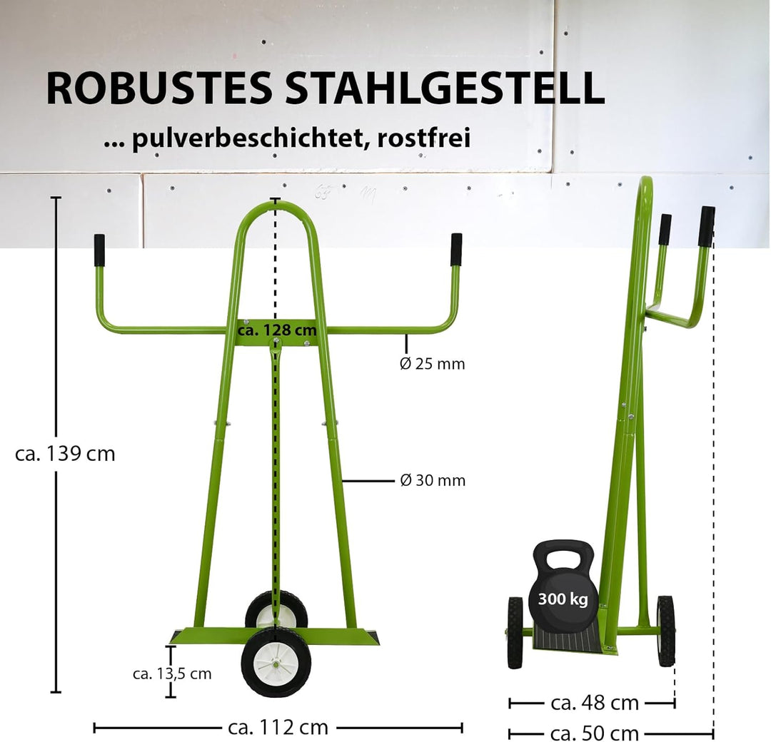 TRUTZHOLM Plattenwagen Stahl pulverbesichtet rostfrei Tragkraft 300 kg Aufstellbreite 18 cm Aufstell