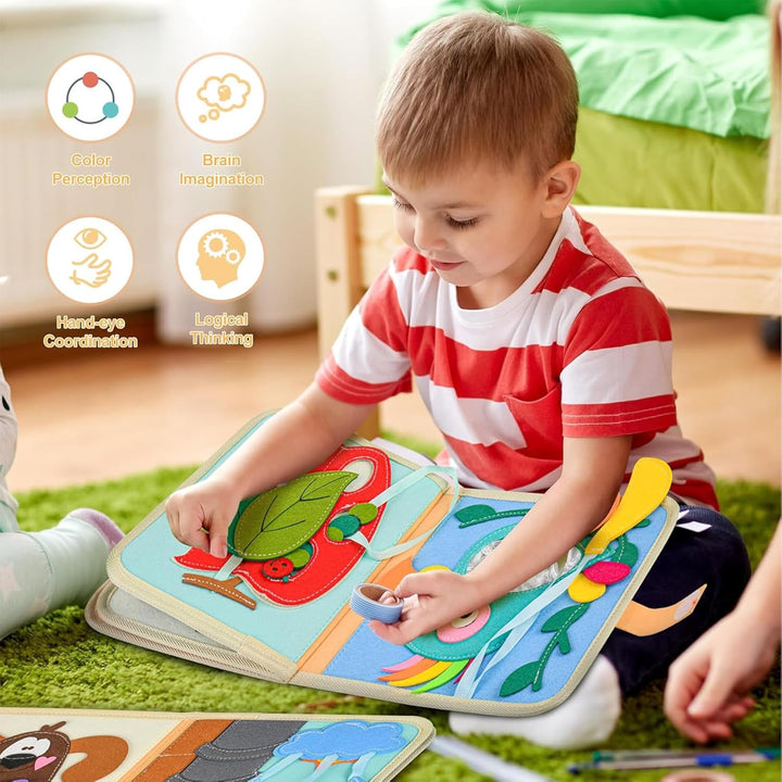 Quiet Book ab 1 Jahr | Stoffbuch für Babys | Filzbuch Montessori | Babybücher aus Weichem Stoff Früh