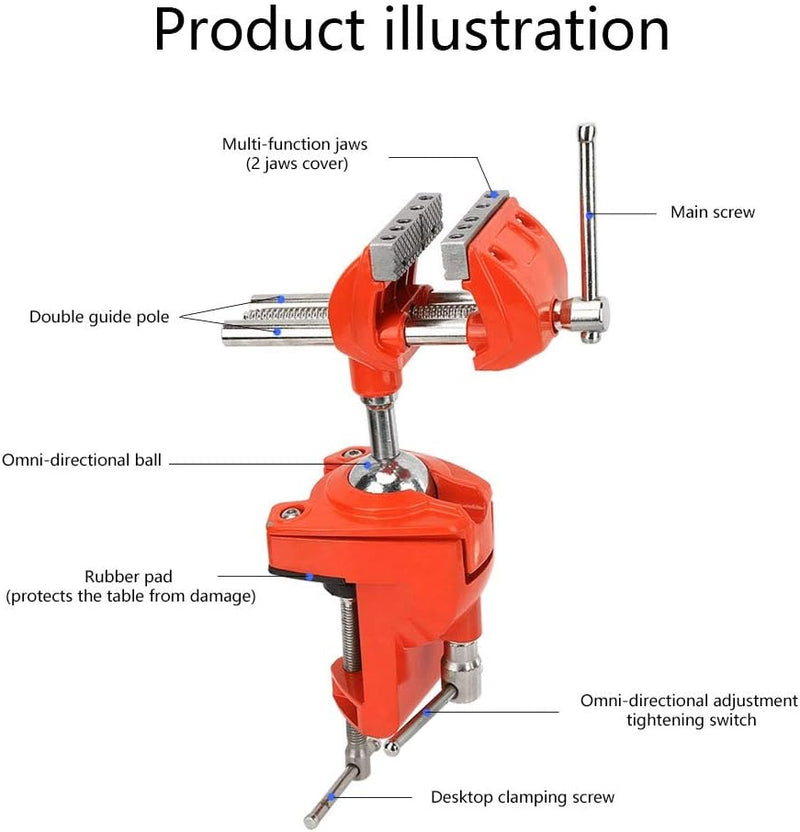 Schraubstock Drehbar, Tischschraubstock Klemmschraubstock Mini Schraubstock Backenbreite 70mm, Rotie