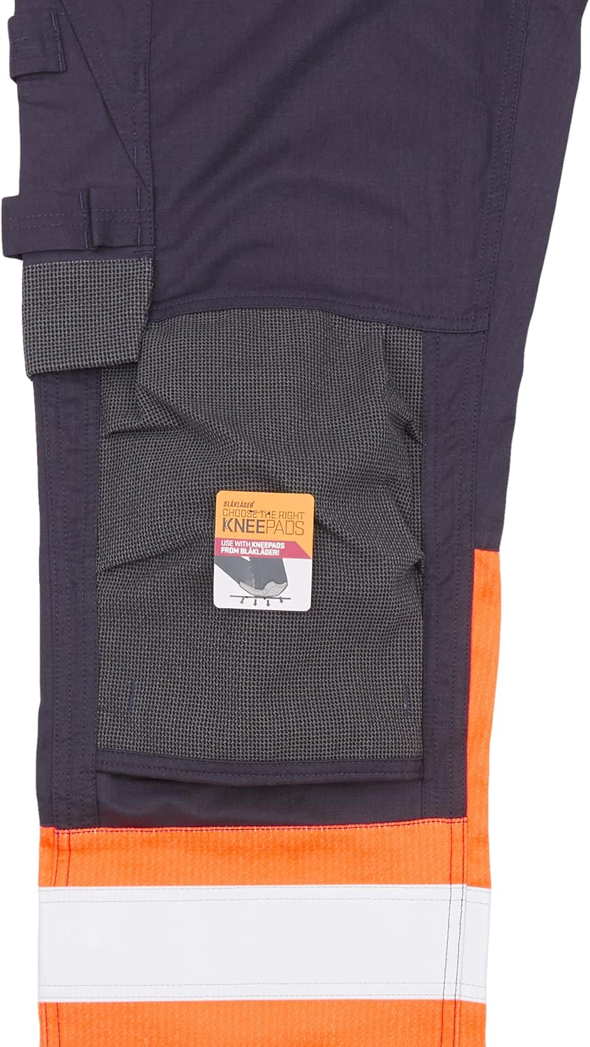 BLÅKLÄDER Multinorm Arbeitshose Cargo Schwarz 32 Marineblau, Orange D96, Marineblau, Orange D96
