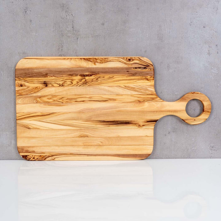 Schneidebrett 40x20cm Olivenholz Griff Holzbrett Servierplatte Natur Unikat Brettchen Deko Tischdeko