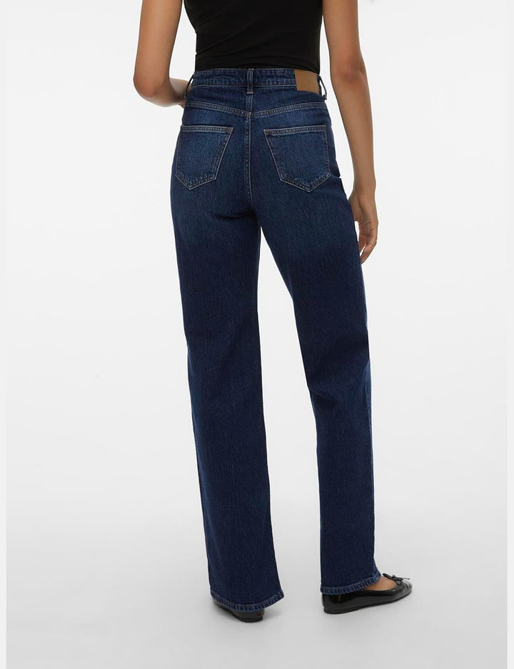 Vero Moda Female Weit geschnitten VMTESSA Hohe Taille Weiter Beinschnitt Jeans 30W / 32L Dark Blue D