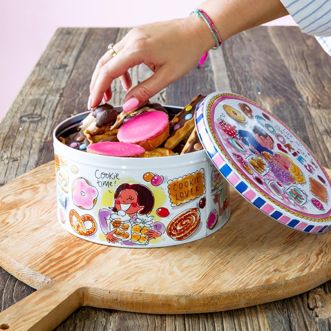 Blond Amsterdam Keksdose rund 20 cm Fröhliches Aufbewahrungsdesign für Kekse, Snacks & Süssigkeiten