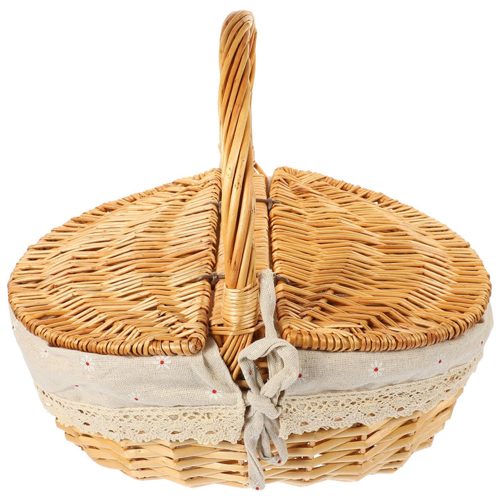 Toddmomy Flechtkorb Mit Deckel Und Griff Rattan Picknickkorb 13.8X9.8X6.7 Zoll Vielseitiger Aufbewah