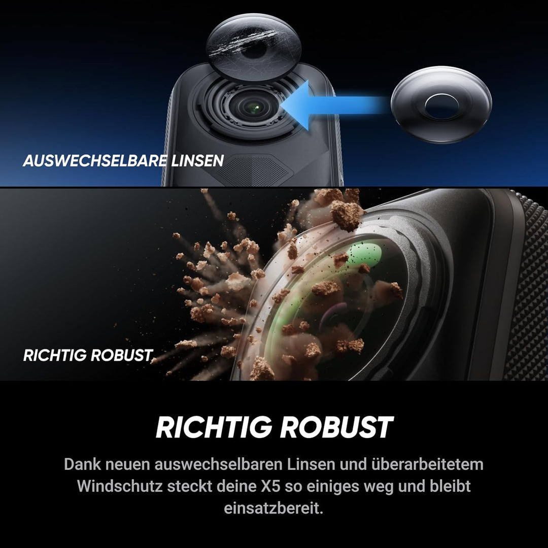 Insta360 X5 - wasserdichte 8K 360°-Action-Cam, Spitze bei wenig Licht, Unsichtbarer Selfie-Stick-Eff