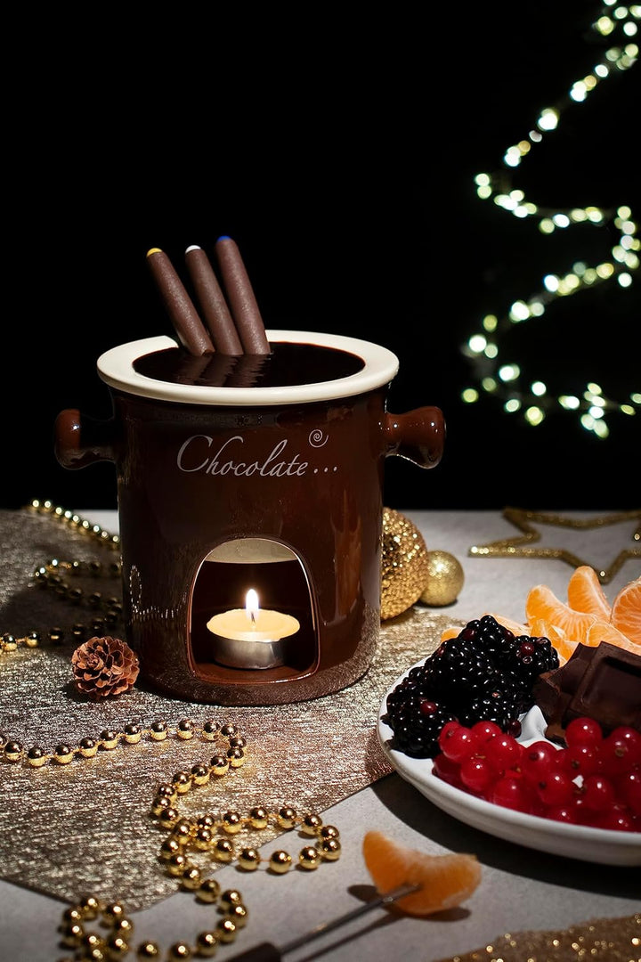 Excelsa Molecuisine Schokofondue 7 TLG. Set Chocolate Creme/braun