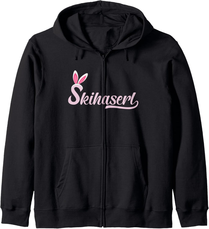Geschenk für Skifahrerin Skihase Ski Haserl Kapuzenjacke