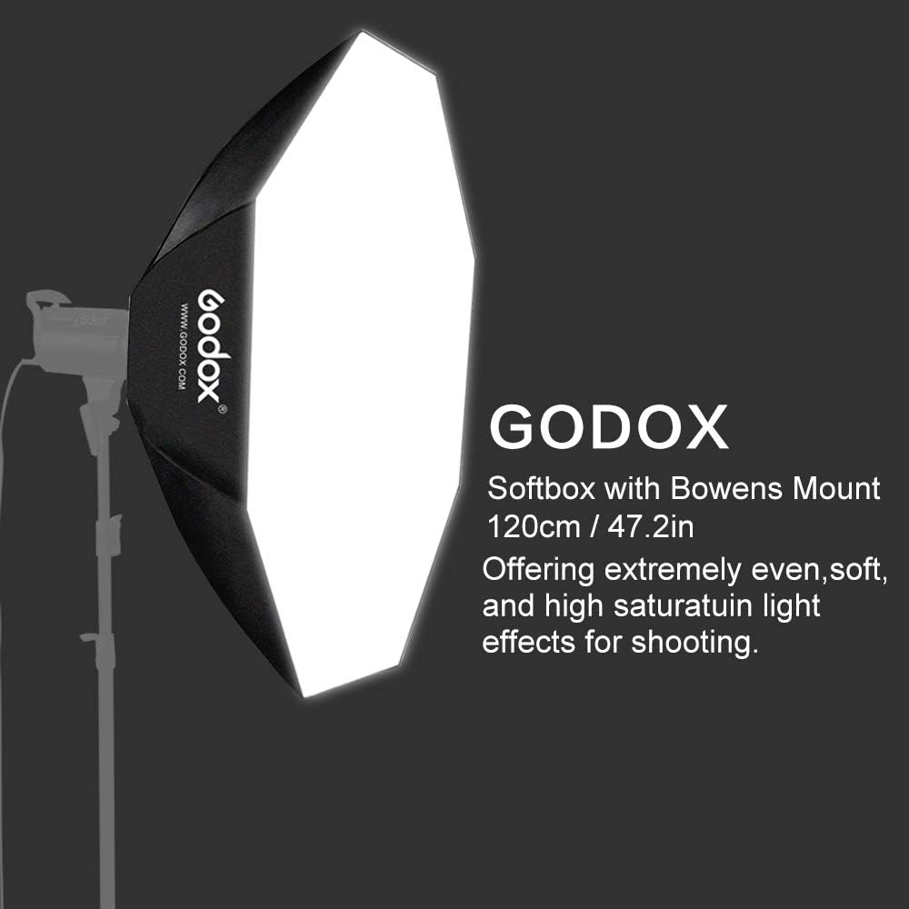 GODOX Softbox 120cm 47in Achteckige Softbox mit Bowens Halterung Softboxen für Blitzgerät Speedlite