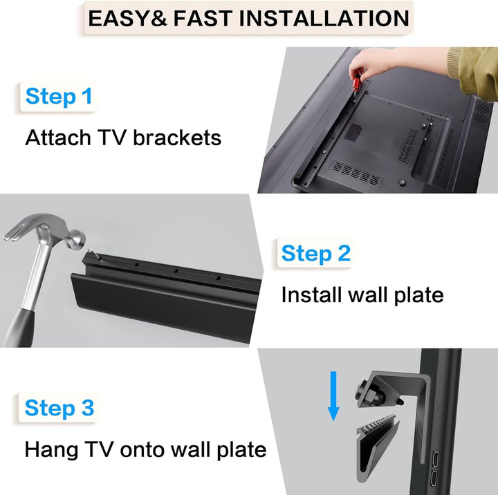 TV Wandhalterung, Ultraslim Fernsehen Halterung Wand für 32-75 Zoll Flach & Curved Fernseher oder Mo