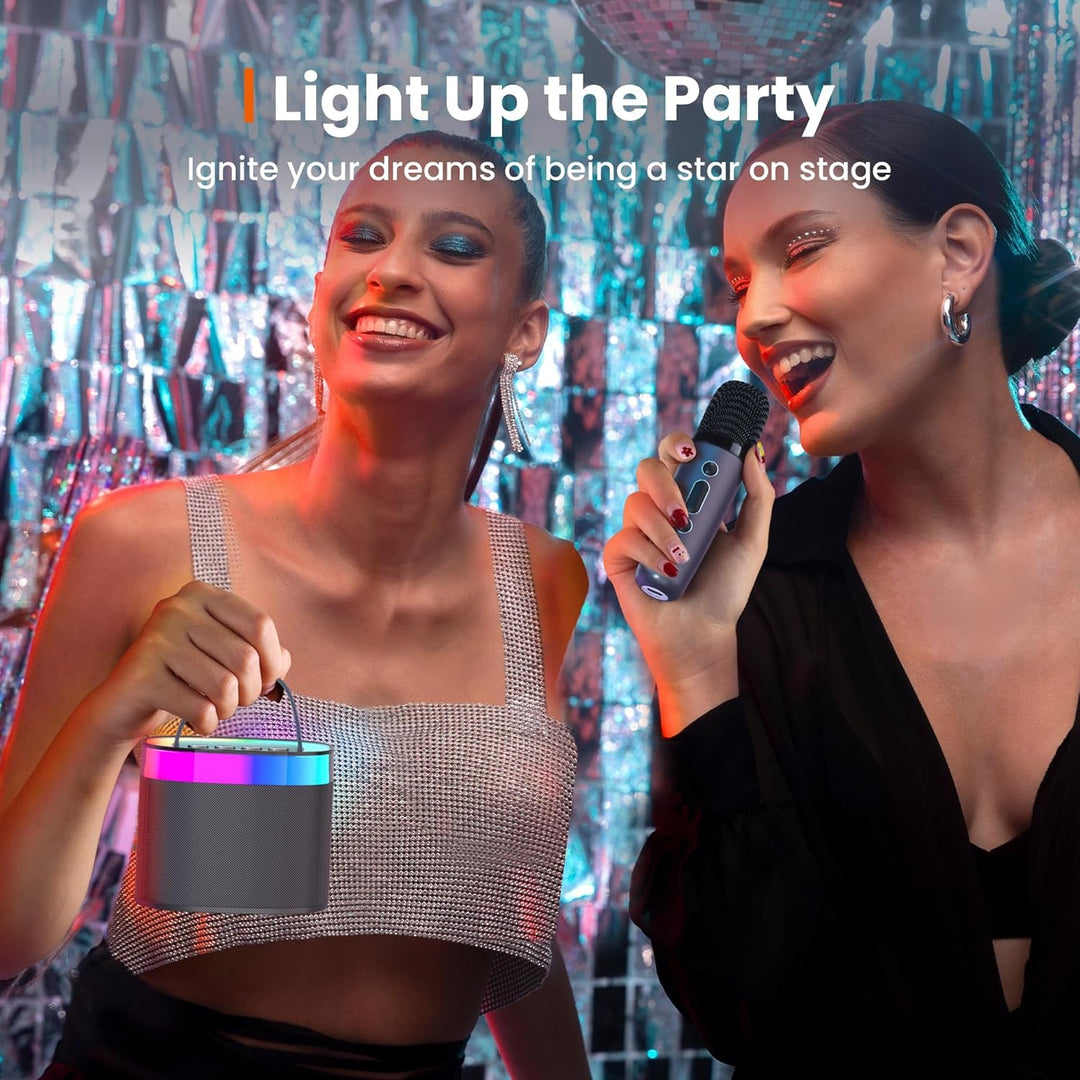 Ankuka Tragbare Karaoke-Maschine, Bluetooth Karaoke Lautsprecher mit 2 Mikrofon, Pickups und Party L