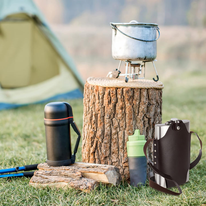 2 x Flachmann aus Edelstahl, XXL, hochwertige Taschenflasche zum Umhängen, 1,8l Fassungsvermögen, Pa