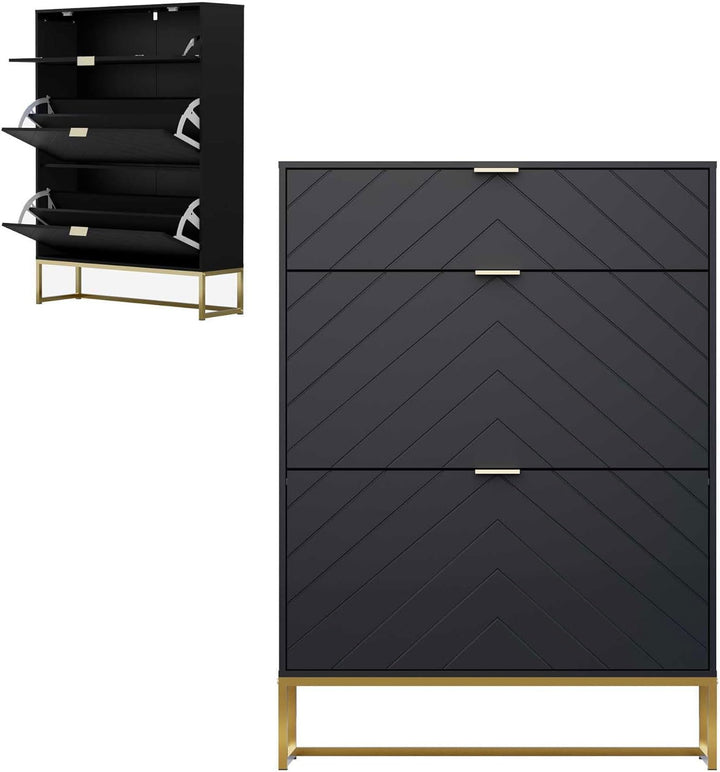 UEV Schuhschrank mit 2 Klappen und 1 Schublade Schuhablage Schuhkommode Schuhregal Schuhkipper Platz